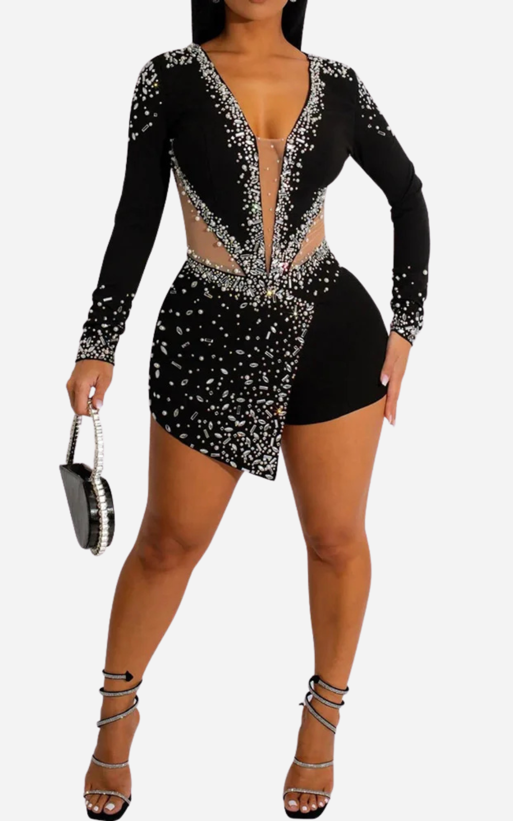 Levoire | Robe Courte Femme Paillette Brillante Élégance Noir
