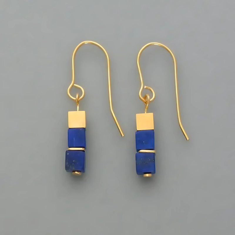 Levoire | Boucles D'Oreilles En Cube Bleu