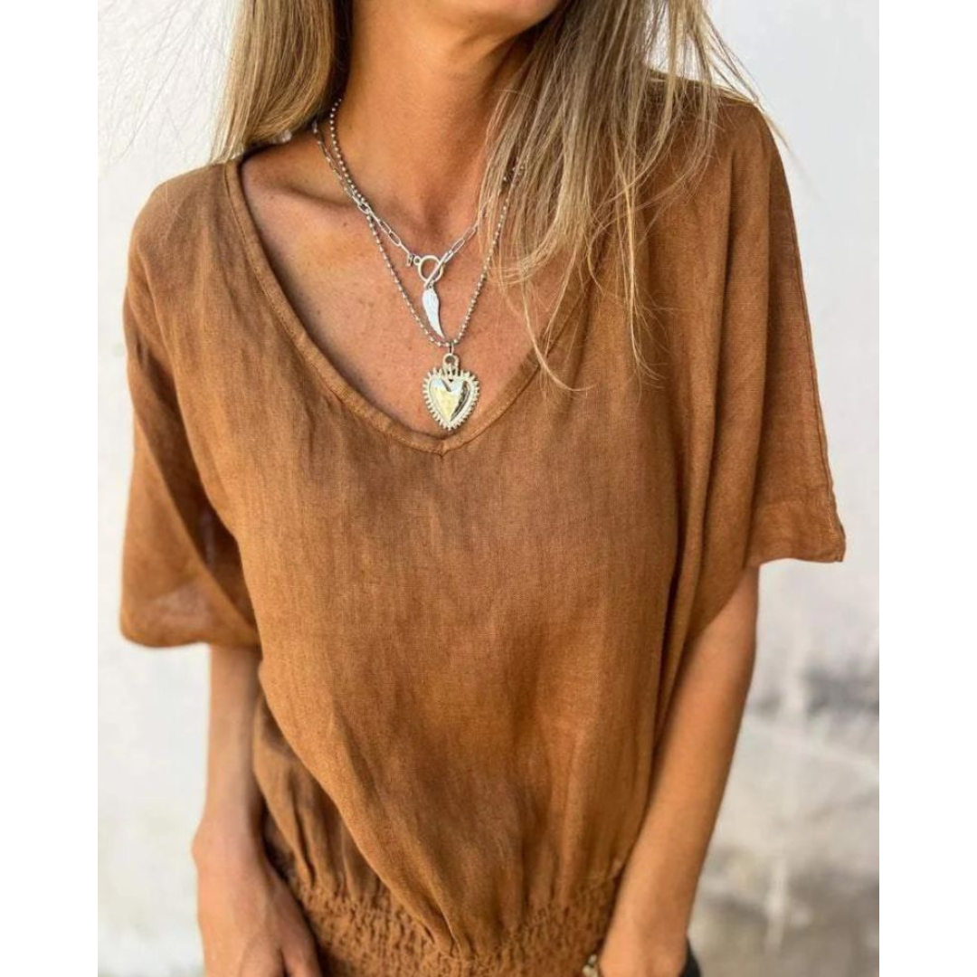 Levoire | Haut Décontracté À Col En V Pour - Femmes - Manches Courtes