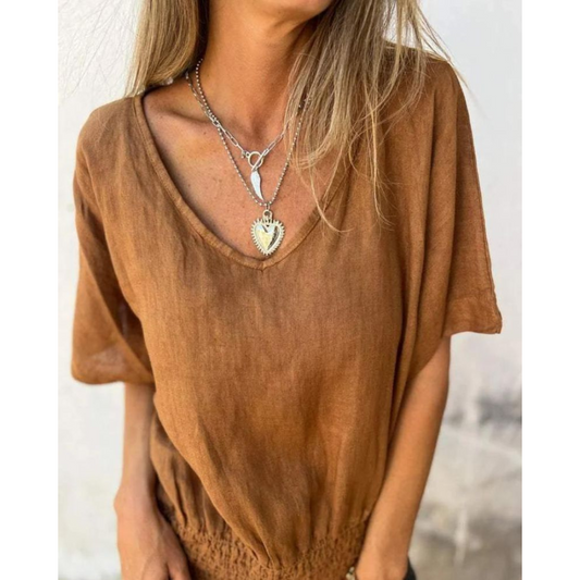 Levoire | Haut Décontracté À Col En V Pour - Femmes - Manches Courtes