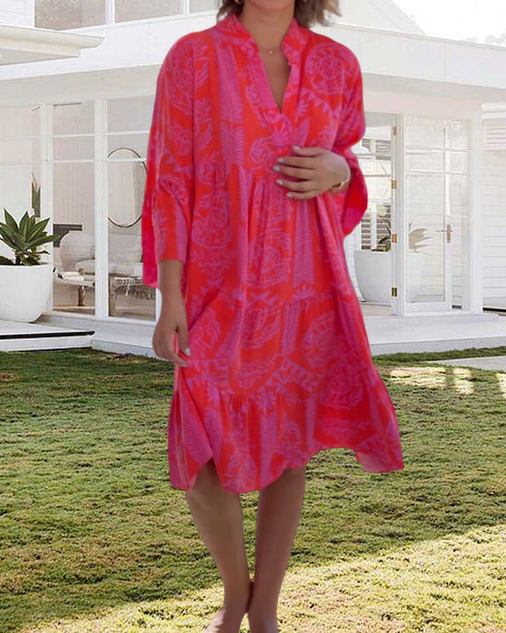 Levoire | Robe Imprimé Boho À Manches Trois Quarts