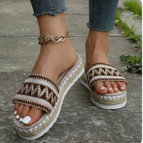 Levoire | Weave Pour Femmes Pantoufles Semelles Été Multicolore 5