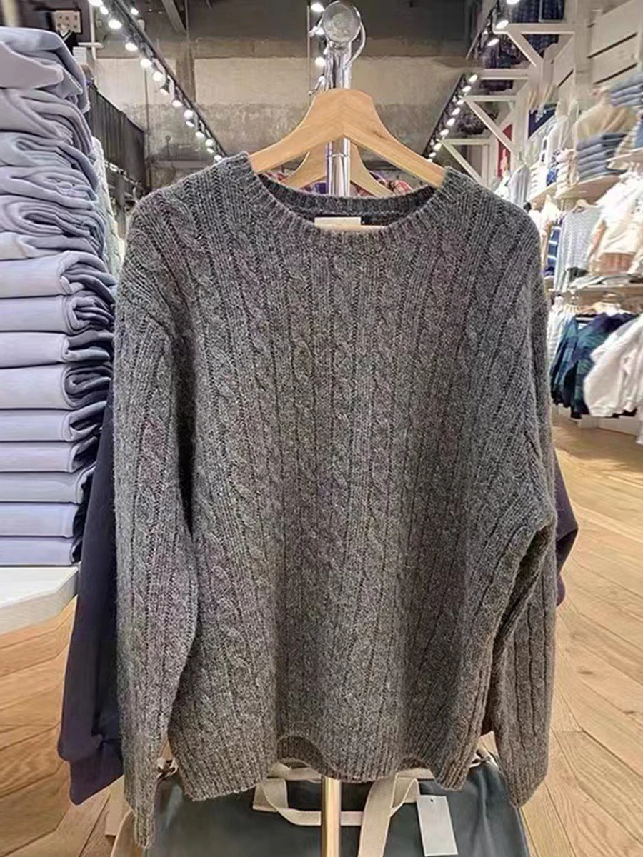 Levoire | Sweat à capuche Femme Pull en tricot classique, Pull décontracté Gris