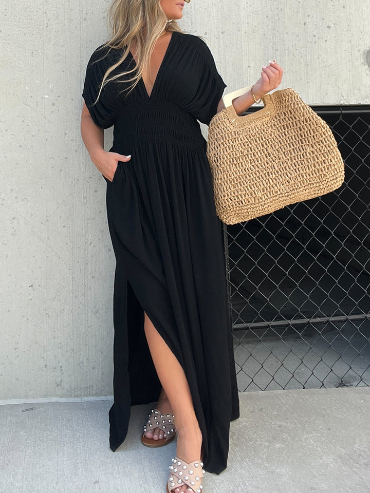 Levoire | Robe Maxi D'Été Sans Bretelles Fluide Décontractée Noir