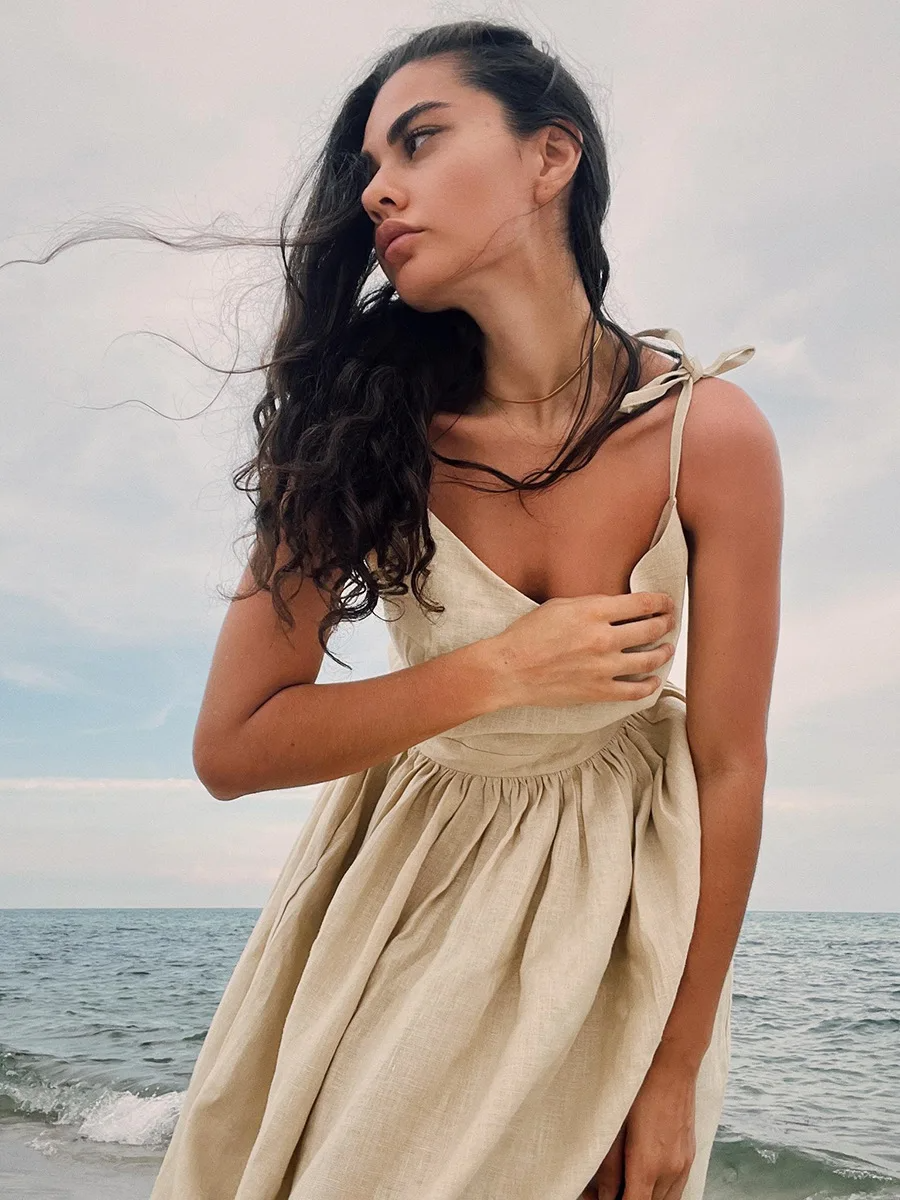 Levoire | Vestido de playa de algodón/lino : estilo vintage