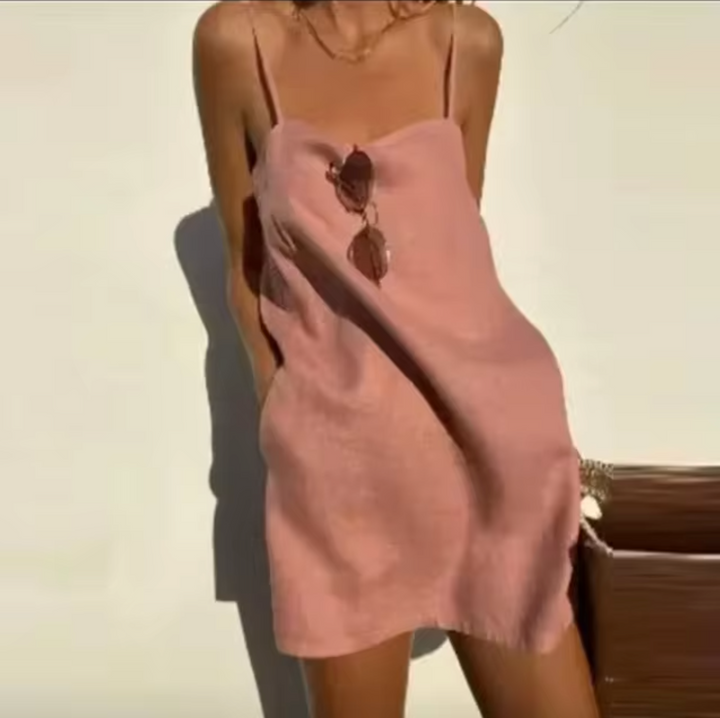 Levoire | Robe Courte En Lin Et Coton Pêche