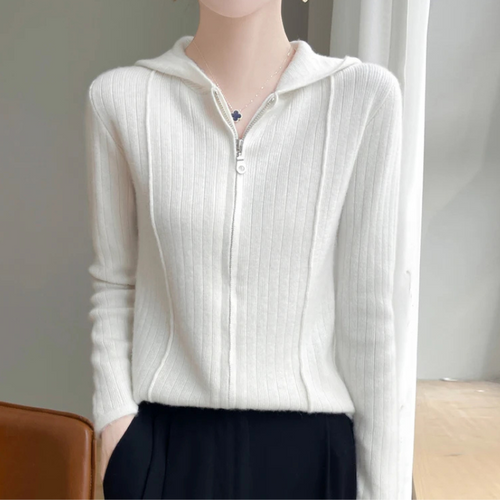 Levoire | Veste femme à zip Slim Fit avec capuche en tricot