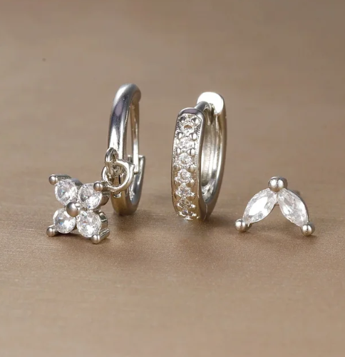Levoire | Ensemble De Boucles D'Oreilles Raffinées Pour Femmes Argent blanc
