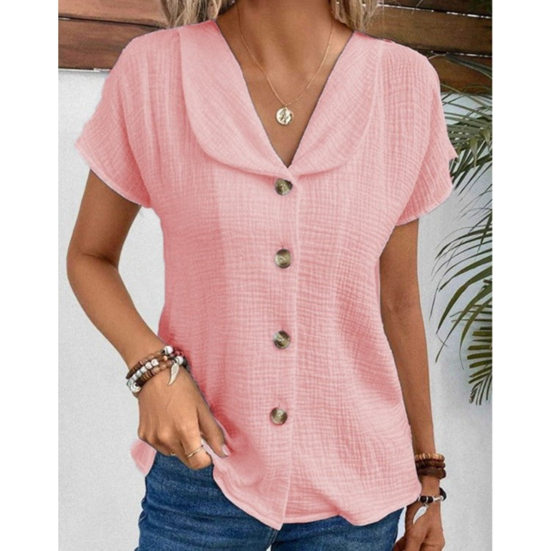 Levoire | Boutonne - Haut Femme - Manches Courtes Rose