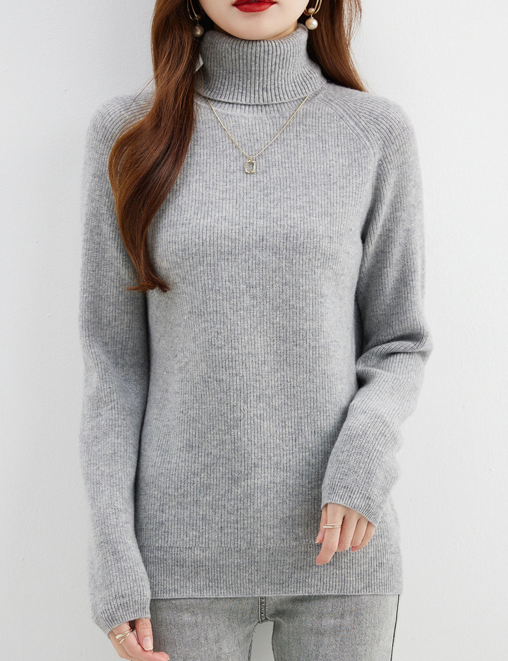 Levoire | Pull en Cachemire pour Femmes Pull à Col Cambré, Chaud & Confortable Gris clair