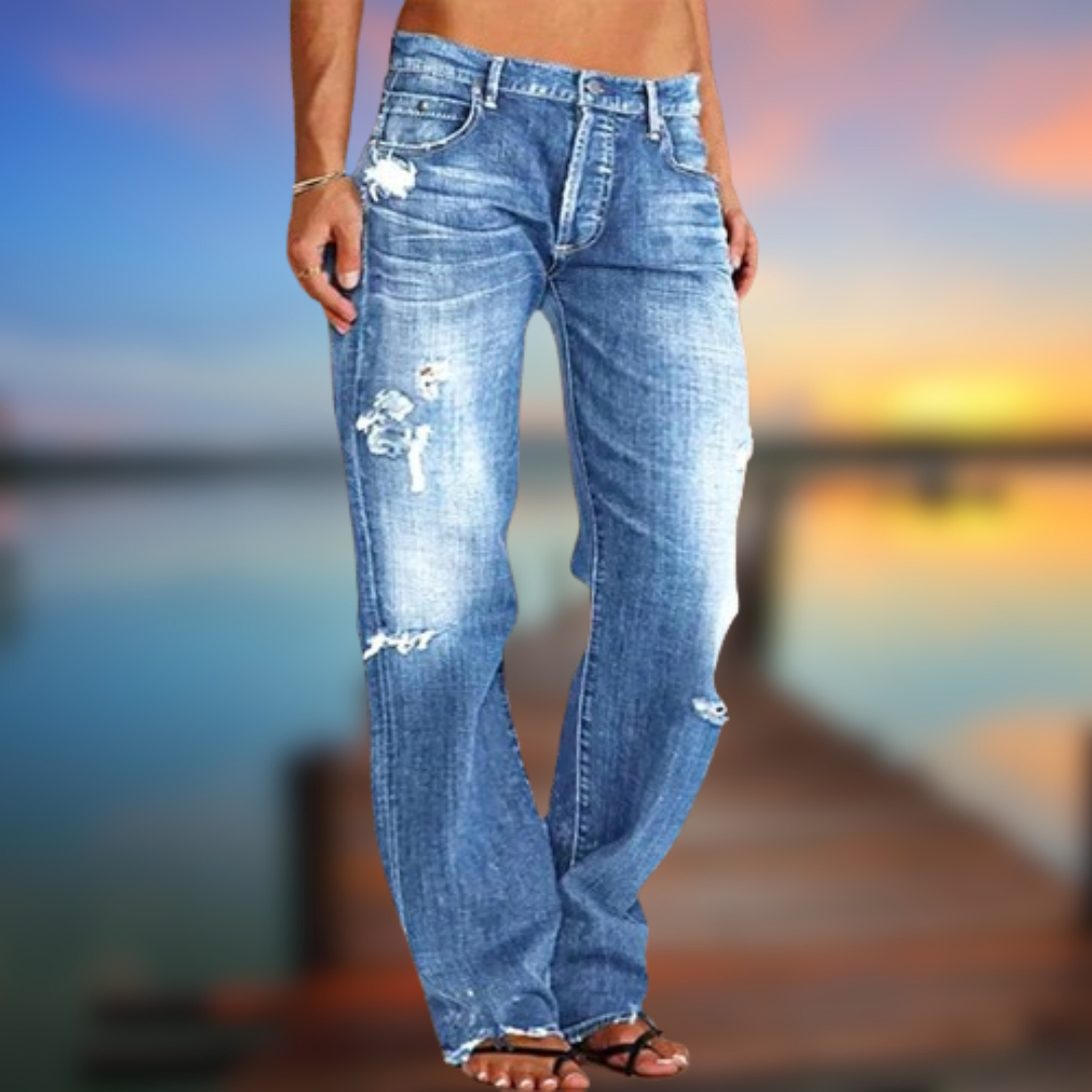 Levoire | Jeans décontractés pour femmes avec déchirure Blu
