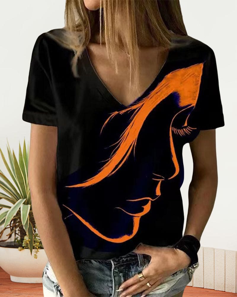 Levoire | T-Shirt À Décolleté En V Et Imprimé Graphique