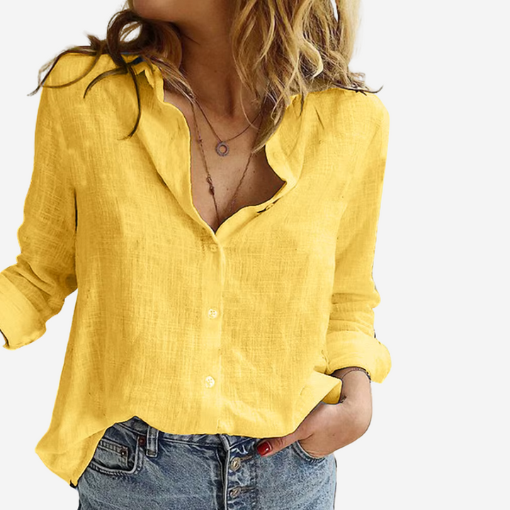 Levoire | Chemisier Femme En Mélange De Lin Jaune