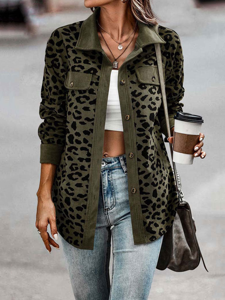 Levoire | Veste Intermédiaire Tendance Avec Motif Léopard Vert armée