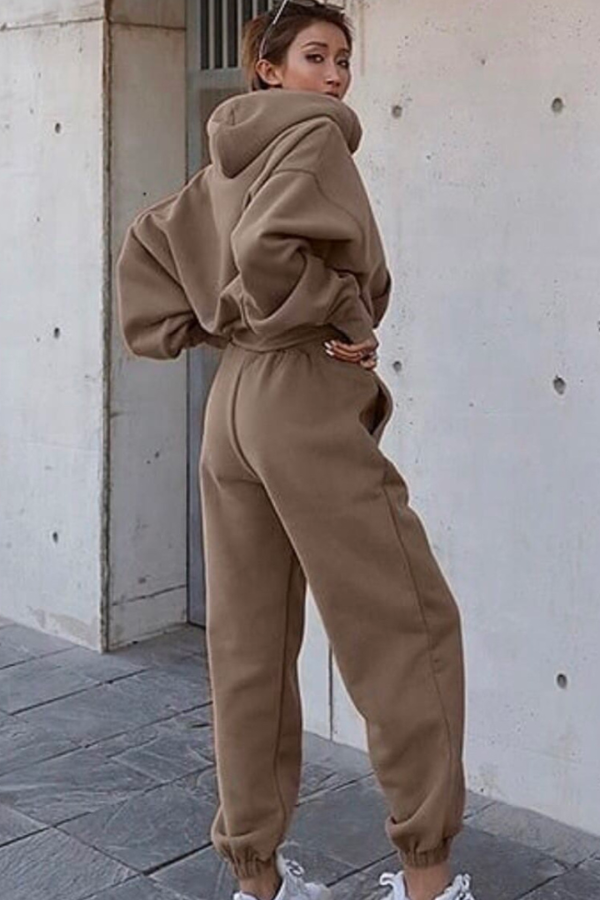 Levoire | Sweat à capuche et pantalon modernes et cool Marron