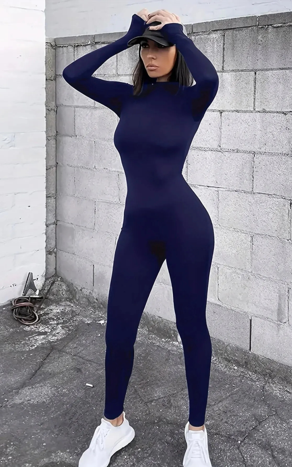 Levoire | Femmes Long Élégance Minimaliste Manches Longues Bleu
