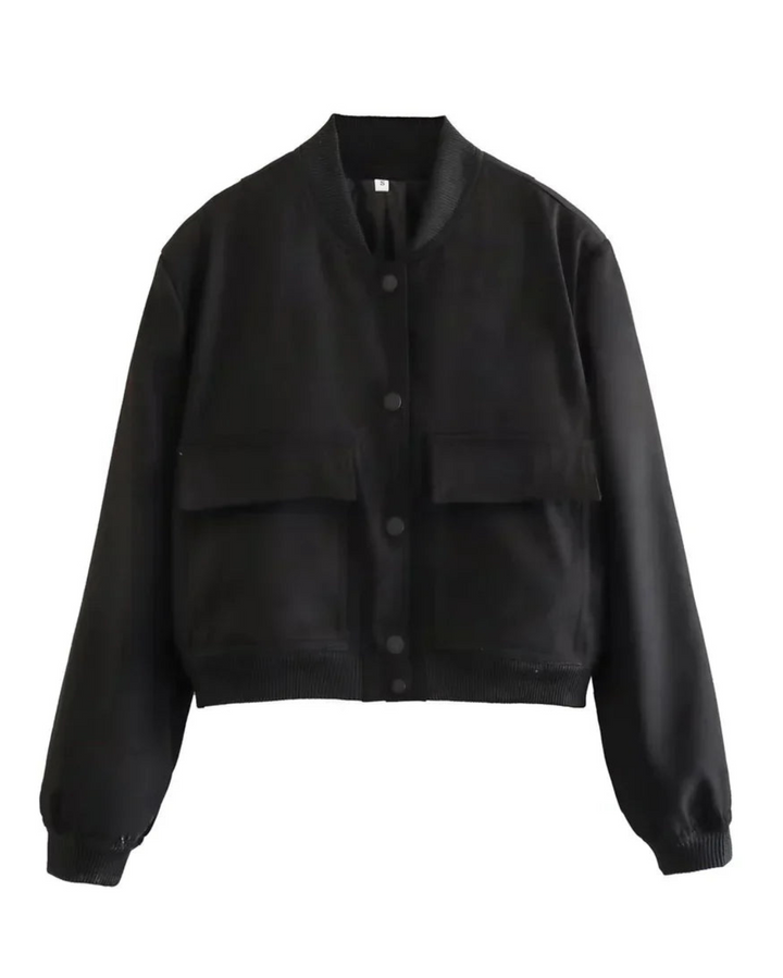 Levoire | Femmes Veste Bomber Croppée Chic Veste Tendance pour Femmes Noir