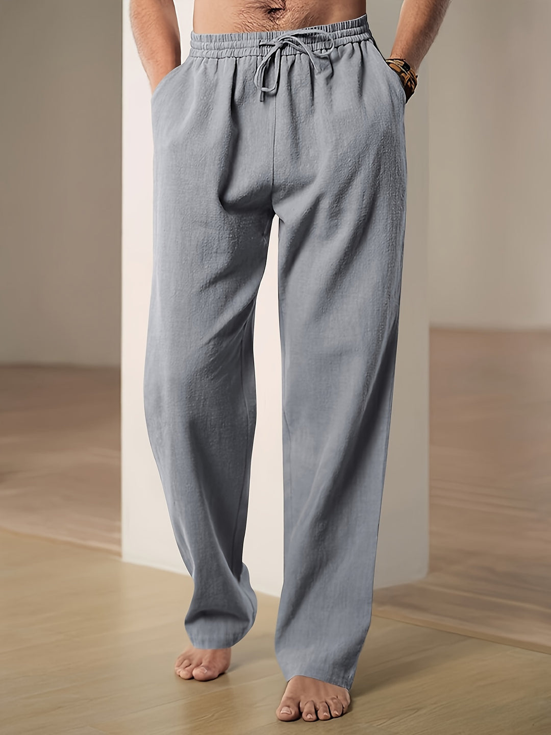Levoire | Hommes Pantalon en Lin Décontracté Confortable En Été Pour Hommes Gris