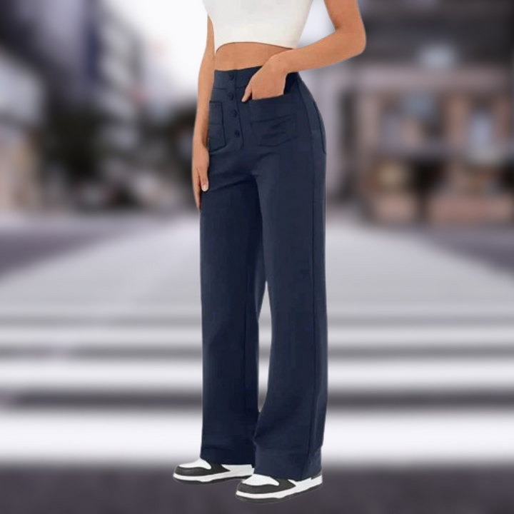 Levoire | Pantaloni à taille haute extensibles Bleu Foncé