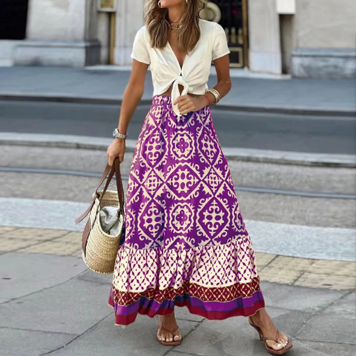 Levoire | Pantalon taille haute géométrique tendance pour un port décontracté Lila