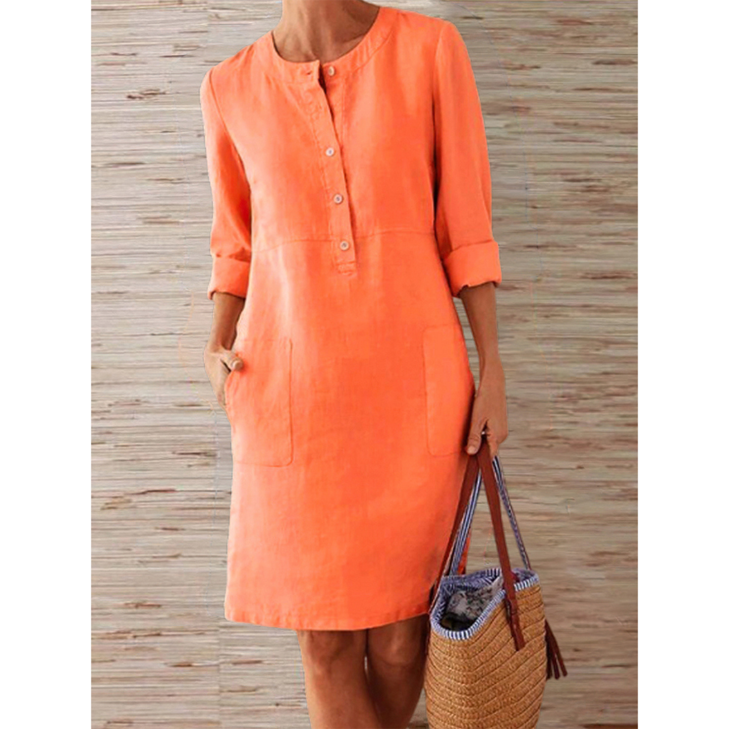 Levoire | Robe En Coton Et Lin Simple Orange