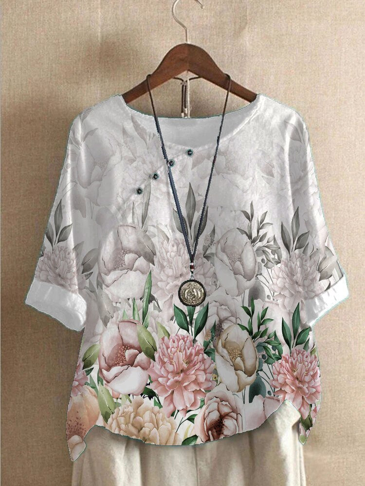 Levoire | Blouse Pour Dames Imprimee Confortable Rose clair