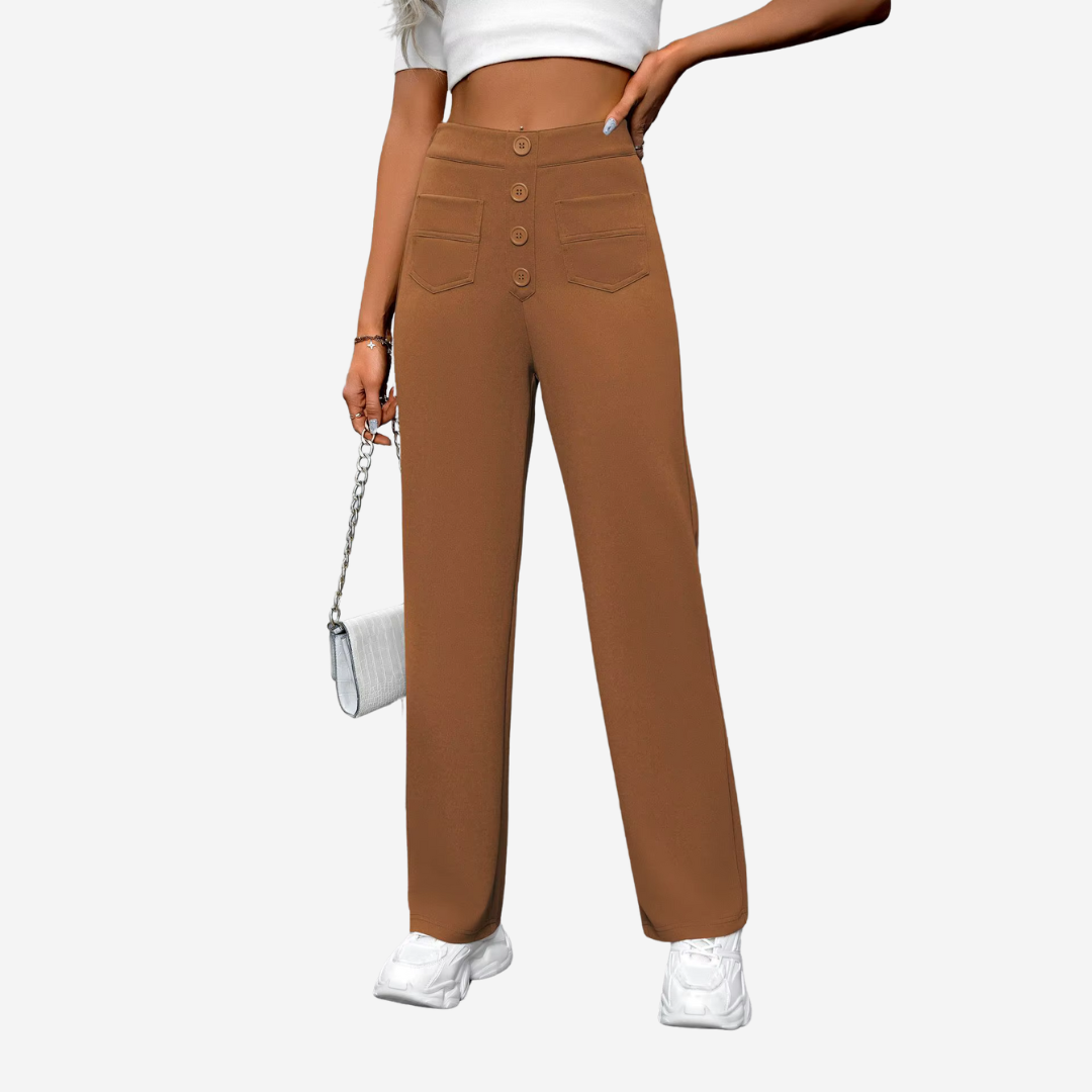 Levoire | Pantalons Droits Taille Haute Braun