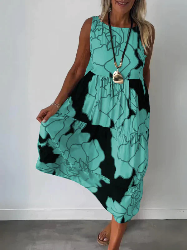 Levoire | Robe Sans Manches Imprimée Vert