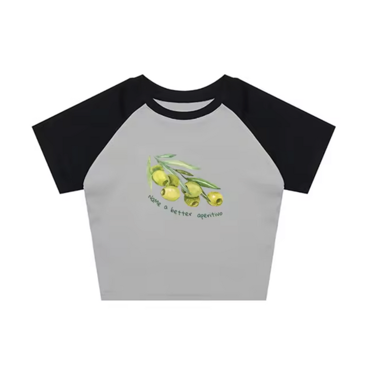 Levoire | Tops Avec Motifs D'Olives Gris – manches noires