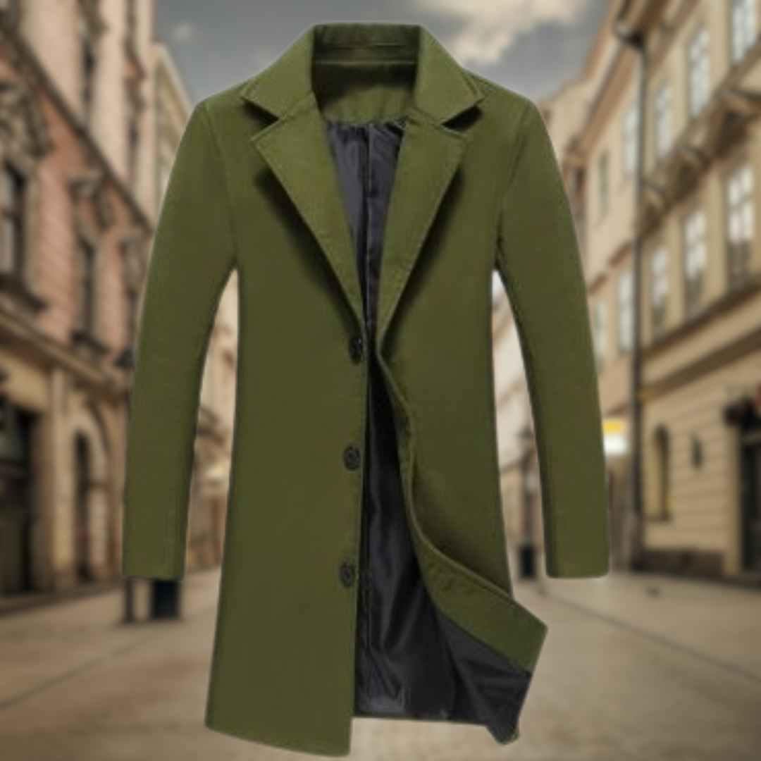 Levoire | Manteau D'Automne Long Pour Hommes Vert