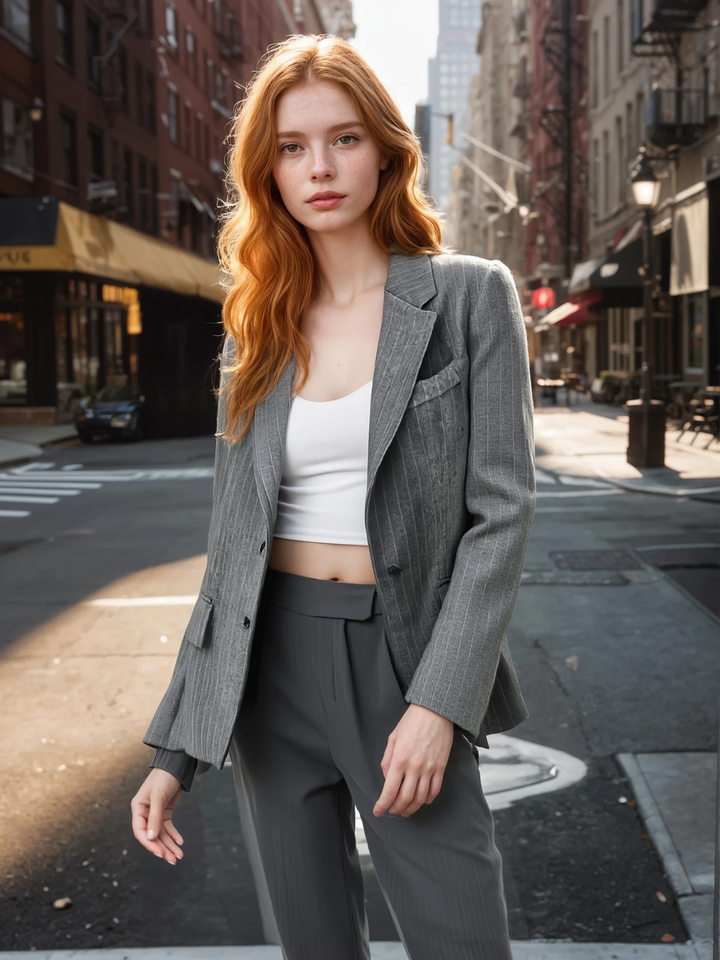 Levoire | Blend Yli Taille Rayé Veste Retournée