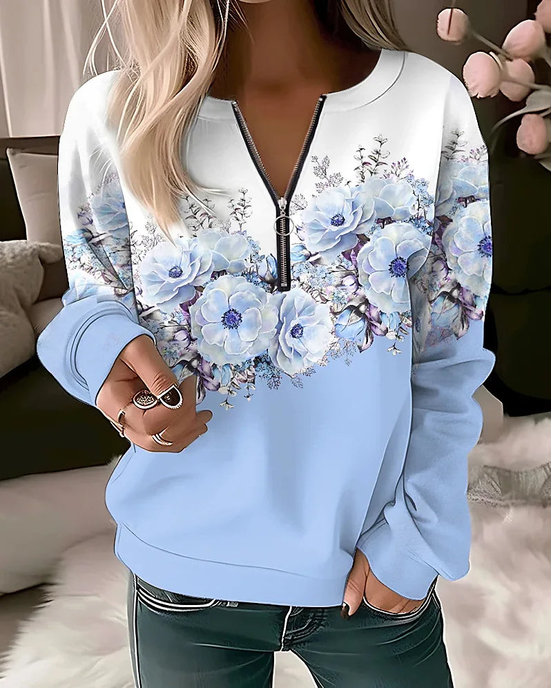 Levoire | Femme pull à motif floral Bleu