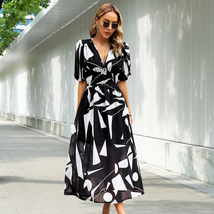 Levoire | Robe Intemporelle À Manches Bouffantes Midi Noir