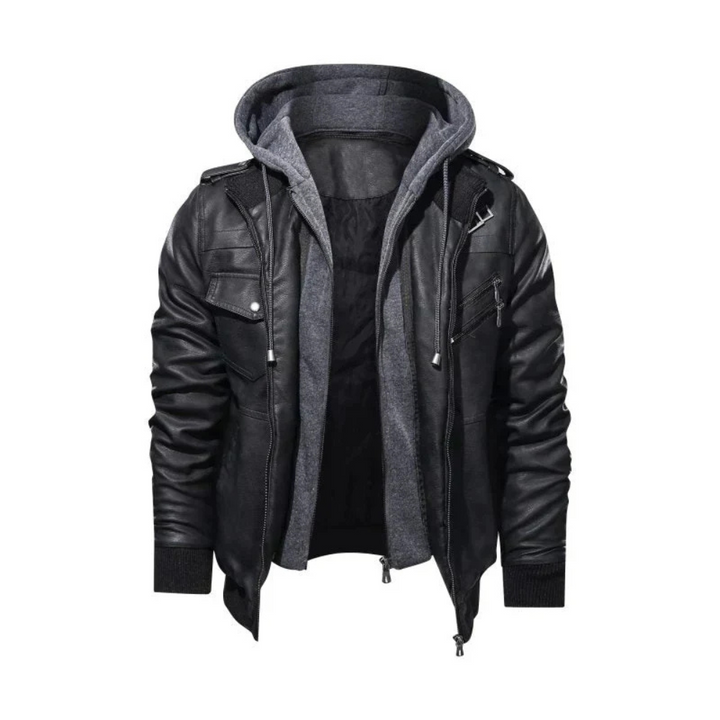 Levoire | Veste En Cuir Avec Capuche Intégrée
