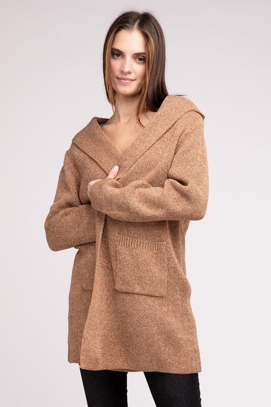 Levoire | Pull À Capuche Pour Homme À L'Avant Ouvert Cardigan Chameau