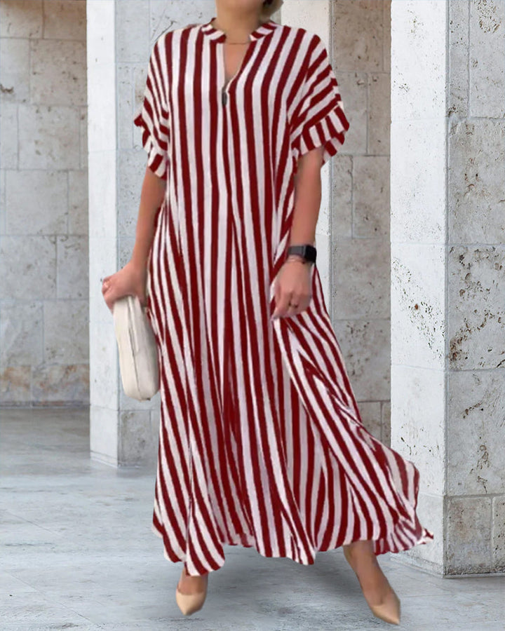 Levoire | Chemise Robe V Avec Motif Rayé
