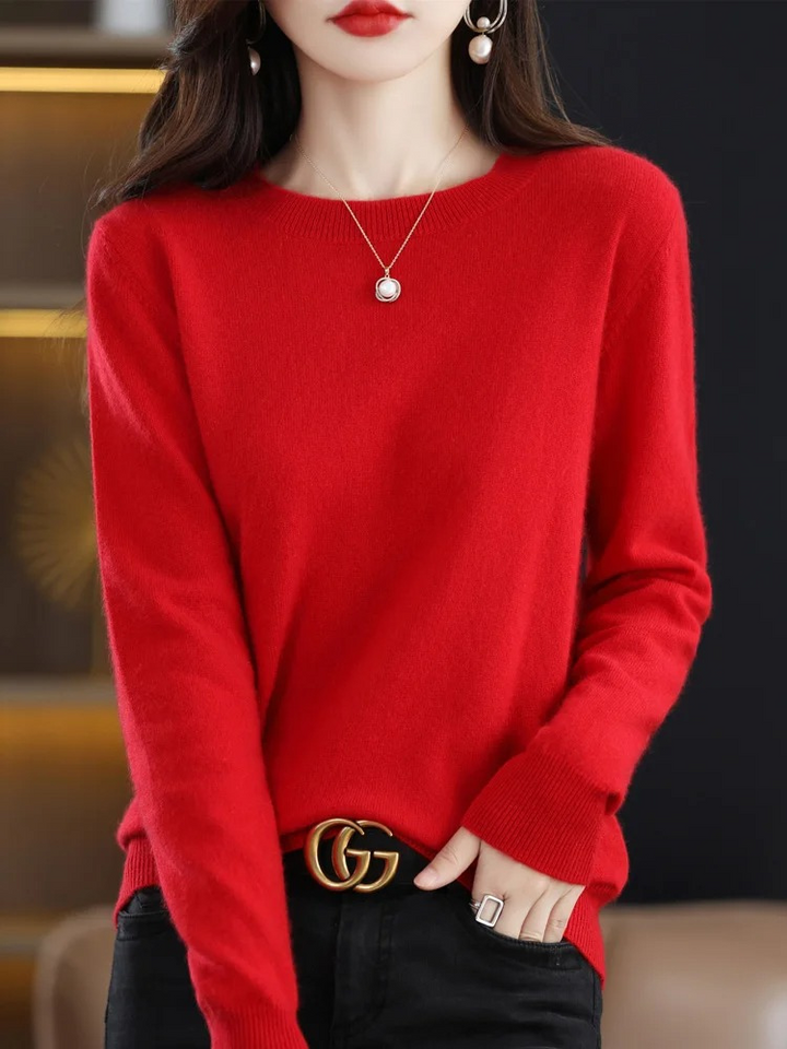 Levoire | Cachemire Tricot Femmes Col Ronde, Doux & Chaud Luxe Rot