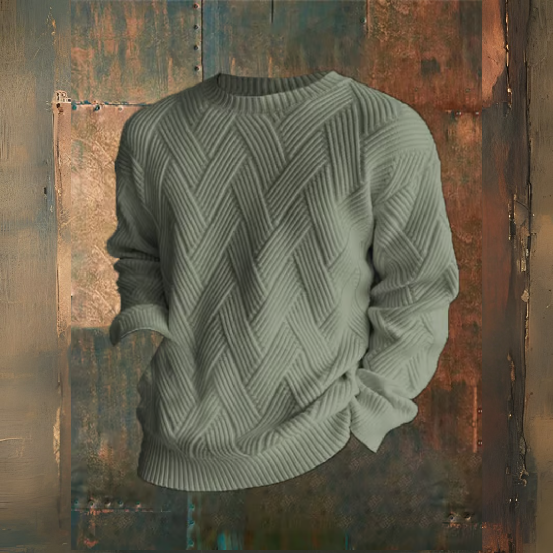 Levoire | Motif À Carreaux Col Rond Décontracté Sweatshirt Vert