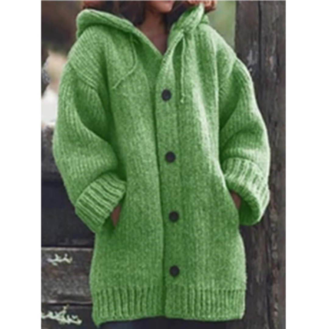 Levoire | Manteau Douillet Avec Capuche Et Boutons Pour Femme Vert