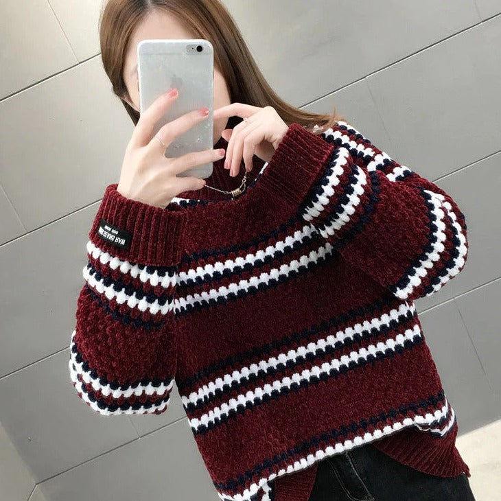 Levoire | Pull Élégant Chaud Avec Col Roulé Bordeaux Taille unique