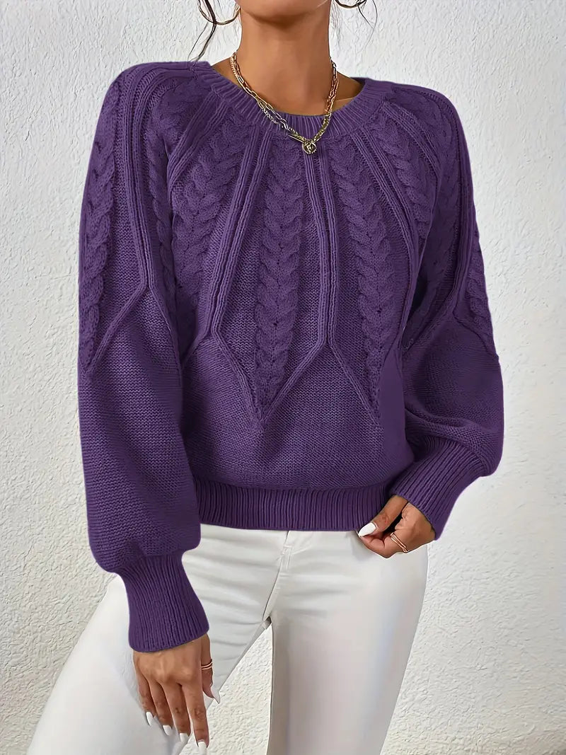 Levoire | Col Rond Pull En Tricot Élégant Violet foncé