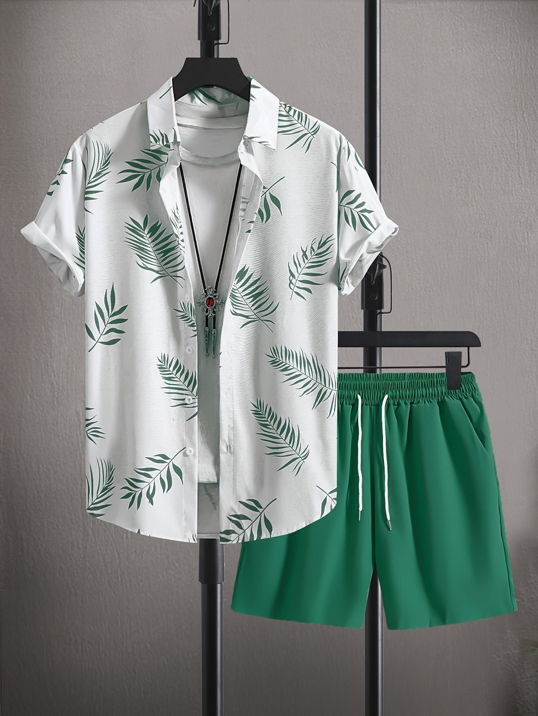 Levoire | Chemise Et Short Ensemble D'Été Pour Hommes Vert