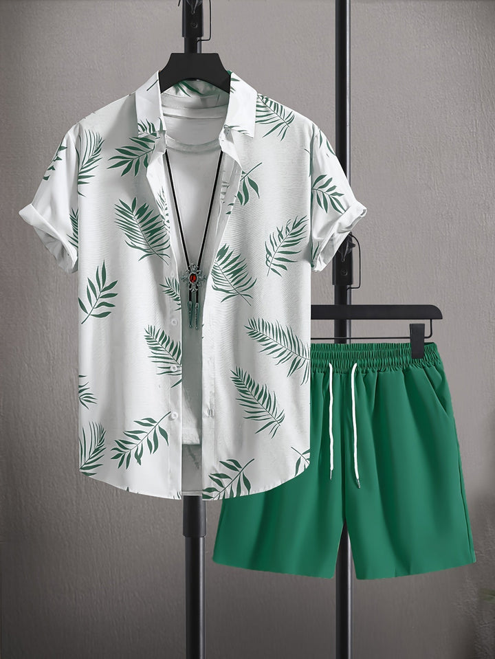 Levoire | Chemise Et Short Ensemble D'Été Pour Hommes Vert