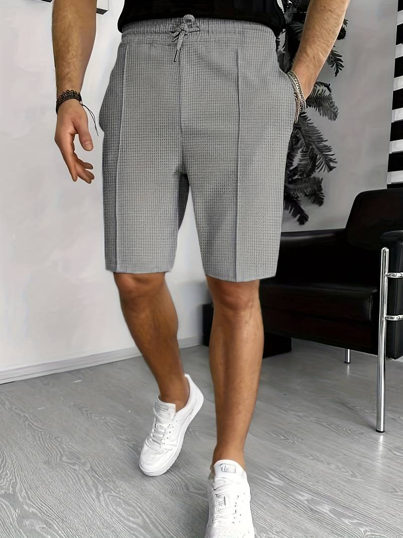 Levoire | Shorts En Tricot Gaufré Avec Cordon De Serrage Et Deux Poches Avant Gris