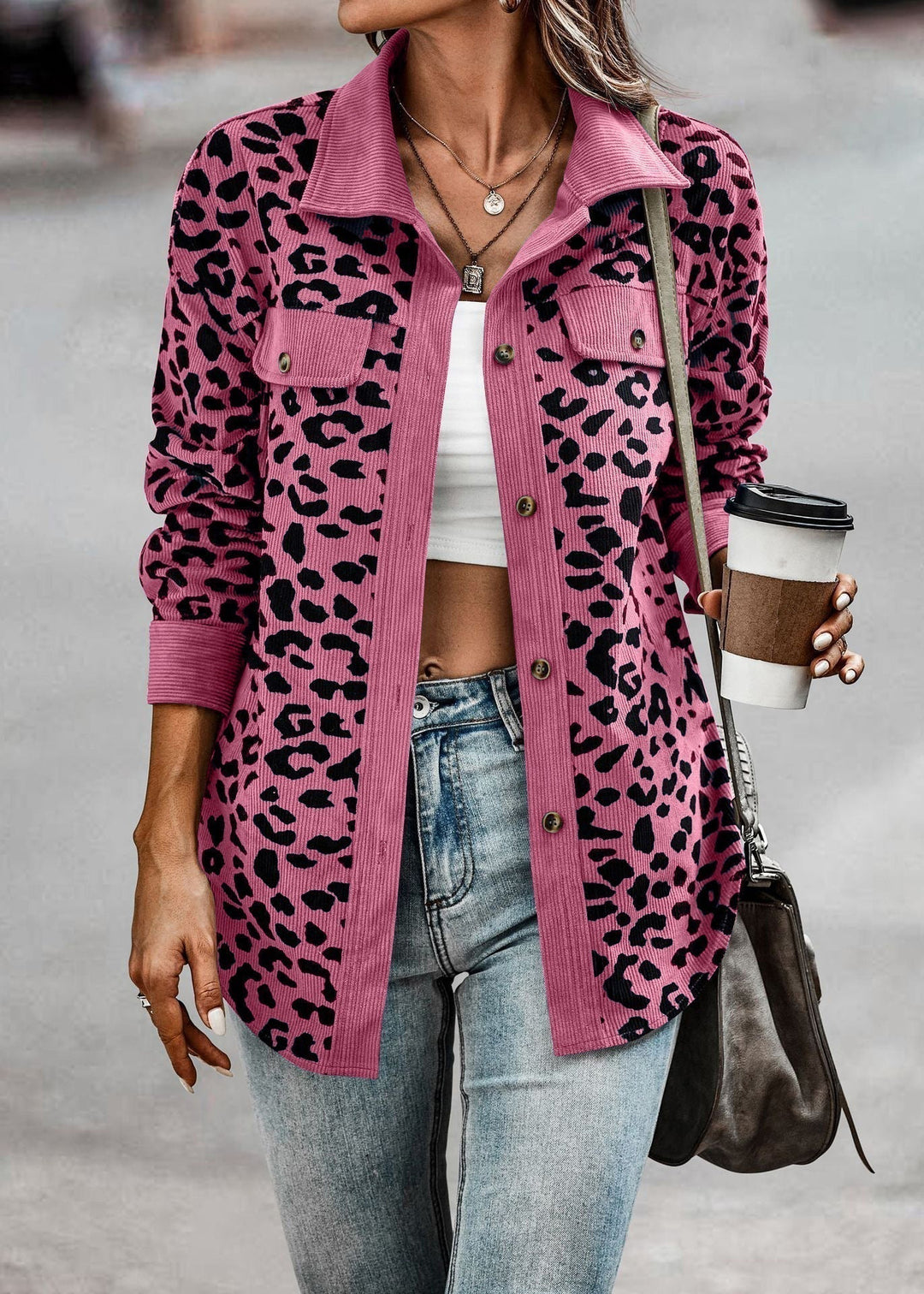 Levoire | Chemise Veste Avec Motif Léopard Rosa