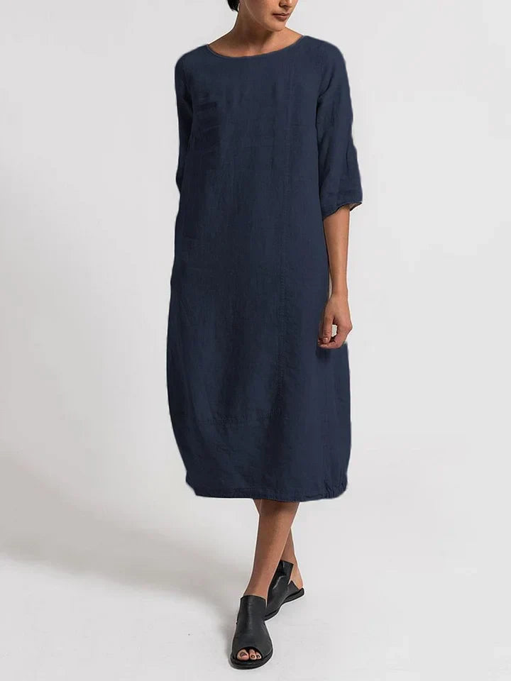 Levoire | Col rond Manches 3/4 Robe Bleu marine