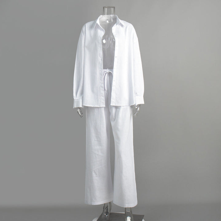 Levoire | Ensemble surdimensionné en coton composé d'une chemise et d'un pantalon Blanc