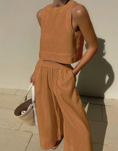 Levoire | Ensemble De Crop Top Et Pantalon Deux Pièces Braun