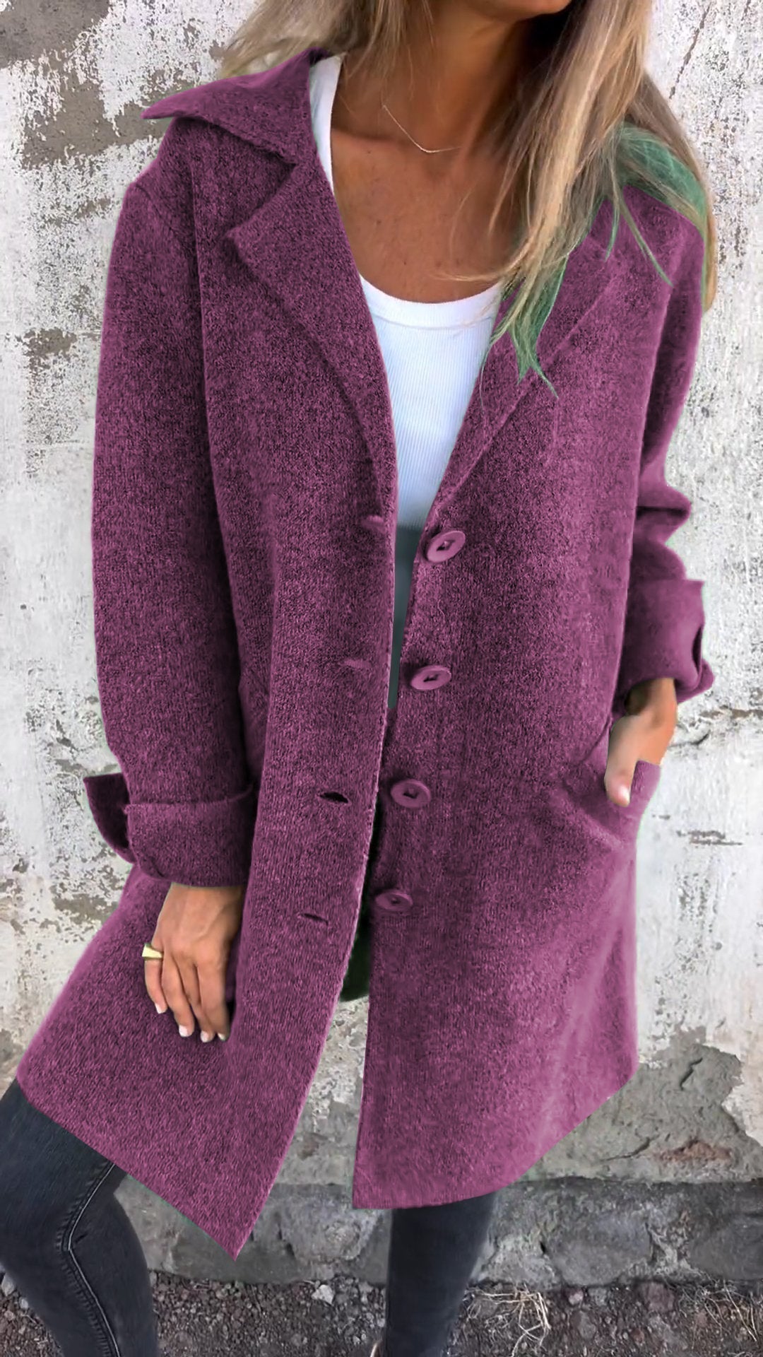 Levoire | Manteau en tricot long Lilas