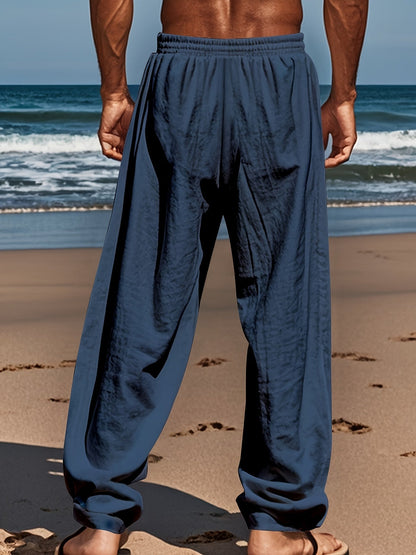 Levoire | Loisirs Coton Lin Pantalons Couleur Unie